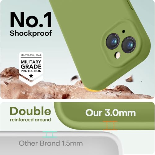 Image of LOVE 3000 Designed for iPhone 14 Case, Premium Silicone with [Soft Anti-Scratch Microfiber Lining] Shockproof Protective Phone Case for Men Women Girls 6.1 inch, Cedar Green