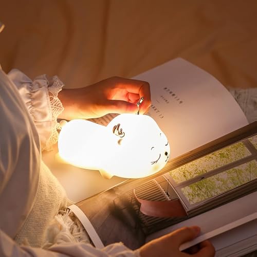 Image of One94Store Cute Cat Touch Silicone Night Lamp - 7-Color LED Light, USB Rechargeable Multicolor Night Light for Kids Bedroom, Romantic Decor, Valentine Day Gift, Love Gift for Her, Couple Gift