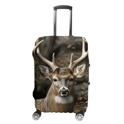 Camouflage Deer Printed Luggage Cover Protector, Fits 18-32 Inch Luggage