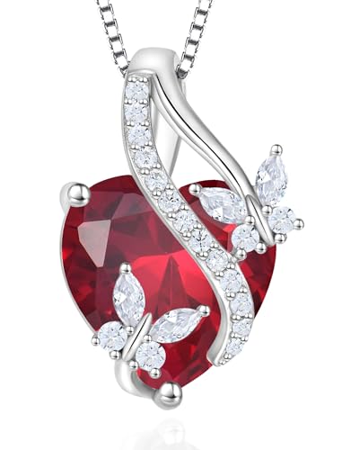 Vesitim Butterfly Necklaces for Women Sterling Silver Infinity Heart Pendant Created Ruby Jewelry Gift