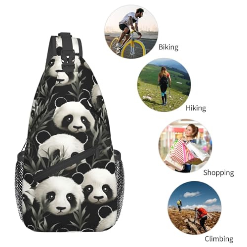 Mochila tipo sling negra con diseño panda miniatura 5