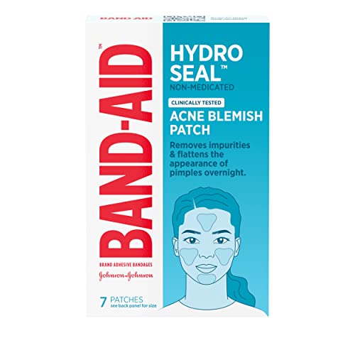 Band-Aid Brand Hydro Seal Acne Blemish Patches, Clear Non-Medicated Acne Blemish Patch for Face Absorbs Fluids & Provides a Protective Healing Environment for Pimples, Sterile, 7 Patches
