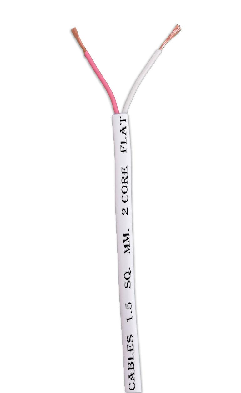 B-Safe Twin Flat 1.5 mm 2 core Copper Wires & Cables with Double Layer PVC Insulation (White) (9 Meter / 30 feet)