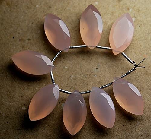 Calcédoine rose briolette 20mm, la douceur d'une pierre naturelle pour vos bijoux