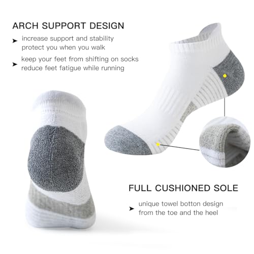 JOYNÉE 10 Pairs Mens Athletic Running Ankle Socks Cushioned Breathable Low Cut Sports Tab Socks for Men,Sock Size 10-133