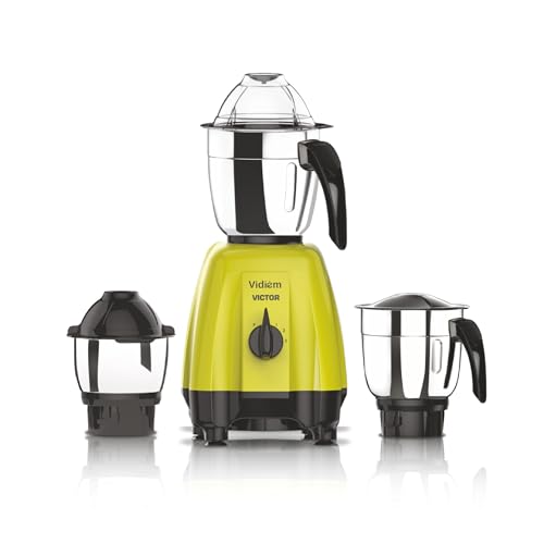 Image of Vidiem Victor Mixer Grinder for kitchen 600 Watt | 3 Stainless Steel Jars | Wet & Dry Grinding | Mixer for Masala, Chutney & Batter | Compact & Durable Kitchen Appliance | Green
