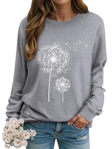 Dresswel Damen Löwenzahn Sweatshirt Langarmshirt Pusteblume Drucken...