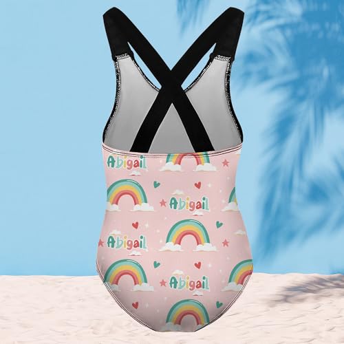 Custom Name Girls One-Piece Swimsuit Spaghetti Straps Personalized Cartoon Kids' Swimwear Bathing Suits for Girls 6-14 Year2