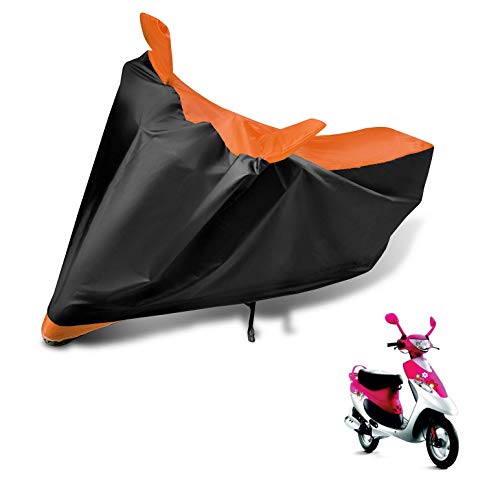 Image of Auto Hub Scooty Cover Compatible with TVS Scooty Pep Plus with Mirror Pocket, Dustproof, Heat Resistant, Triple Stitched, Pep Plus Scooty Cover- Black, Orange