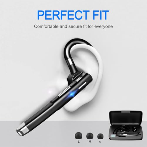 Image of Bluetooth Headphones with Microphone, 500 Hours Standby Time with LED Charging Case, 270 Degree Rotating Microphone with Hands-Free Touch Control and Bluetooth 5.1 Version (B42)