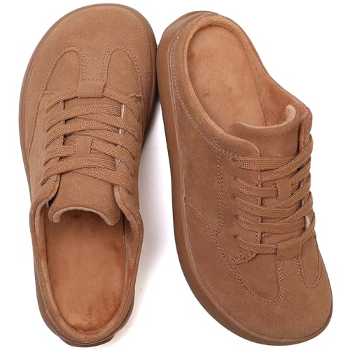 UBFEN Womens Slippers Outdoor Arch Support Mules Slipper Comfortable Lace up Indoor Warm Slip on House Shoes2