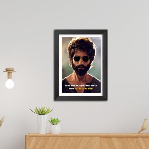 Image of TenorArts Kabir Singh Quotes Poster Bollywood Movie Vector Art Vector Art Posters Photo Framed Painting With Black Wooden Textures (12inches x 9inches)