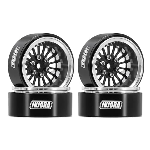 INJORA ModuWheel 1.3 beadlock Negative Offset Wheels with 18-Spoke, Replaceable Carbon Fiber Modular, for 1/18 1/24 RC Crawler (Silver)