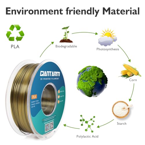 Image of GIANTARM Dual Color PLA Filament, Silk PLA Filament 1.75mm + /-0.02mm,1KG Spool(2.2lbs) Vacuum Packaging, 3D Printing Filaments Fit Most FDM Printer