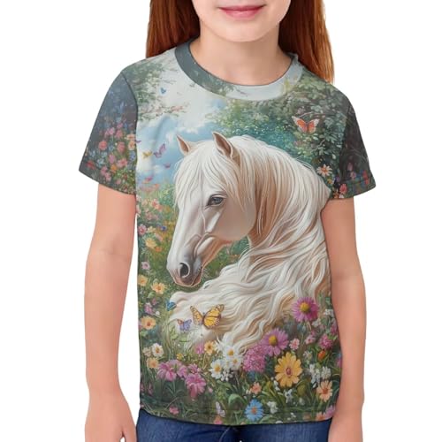 POLERO Kids T Shirts, Crew Neck Tshirts, Short Sleeves Tee Shirt, Unisex Pullover Tops Shirt for 3-16 Years Girls Boys3