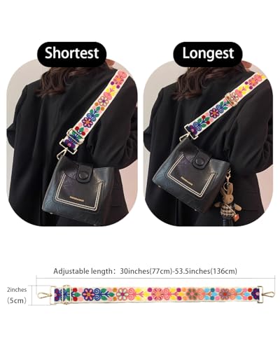 Image of Embroidered Purse Straps Replacement Crossbody Wide Adjustable Bag Straps | Thick Purse Strap for Crossbody Bags,Extra Long Strap,Cross Body Straps for Handbags,Bag Straps for Tote Bags,Shoulder Straps
