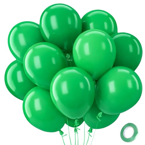 QIFU Globos De Cumpleaños Verdes-100 Piezas Verdes Globos Helio Baloes Para Bautizo Baby Shower Decoración Revelacion Genero Bebe Carnaval Boda Birthday Comunion Safari Jungle Fiesta 12 Pulgadas