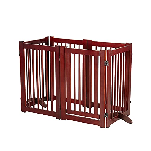 Kinpaw Extra Wide Dog Gate 360 Degree Freestanding Wooden Kennel, Foldable Pet Gate With 2Pcs Support Feet Dog Barrier Indoor Cat Panels For Stairs, Doorway #TOP7