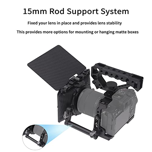 Mini Matte Box, soporte ligero para varillas de 15mm con bandera superior para cámaras DSLR y mirrorless, compatible con lentes 67mm/72mm/77mm/82mm, soporta filtros 4x4 y 4x5.65, negro miniatura 5