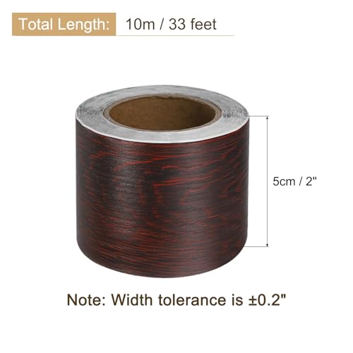Image of uxcell Wood Grain Tape, 2 inch x33 Ft Self Adhesive Wood Grain Repair Patch for Baseboards, Doors, Floor Repair, Furniture Home Decor Rose Wood