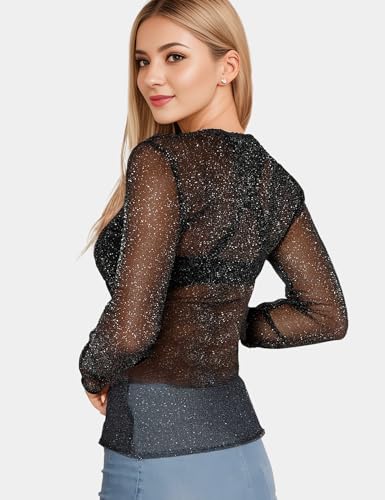 Image of Buauty Sheer Tops for Women,Mesh Fishnet Tops Plus Size,Stylish and Sensational Mesh Blouses for Fashion-Forward Ladies