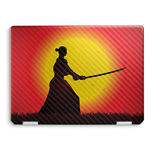 Image of MightySkins Carbon Fiber Skin Compatible with HP Spectre x360 14 inch (2022) Full Wrap Kit - Sunset Samurai | Protective Durable Textured Carbon Fiber Finish | Easy to Apply | Made in The USA