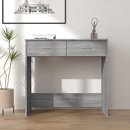 Cinyiqo Escritorio, Mesa Escritorio, Secretaria Escritorio, Mesa De Estudio, Escritorios es, Escritorio Oficina, de Madera contrachapada Gris Sonoma 80x40x75 cm