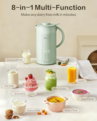 Image of MOKKOM Nut Milk Maker, 42oz Automatic Almond Milk Machine for Homemade Plant-Based Milk, Oats, Soy, Dairy Free Beverages, Soy Milk Maker with Delay Start /Keep Warm /Self-Cleaning /Boiling, Green