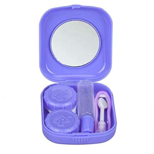 Lunar Baby 2 PCS Mini Travel Contact Lens Case Kit Holder Mirror Box-LB-001(Purple)