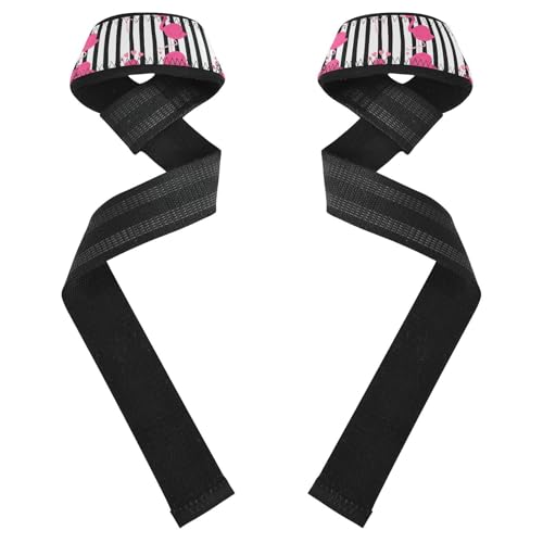 STAYTOP Beautiful Flamingo Wrist Straps for Weightlifting,Lifting Straps with Neoprene Cushioned Wrist Padded and Anti-Skid Silicone for Strength Training,Bodybuilding,Deadlifting