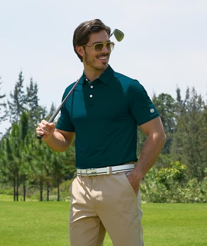 Image of ZITY Golf Shirts for Men Short Sleeve Moisture Wicking Solid Performance Designed Print Collared Casual Polo Shirt