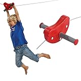 Gartenpirat Seilbahn rot für Kinder im Garten Kabelbahn Metall 30 m TÜV