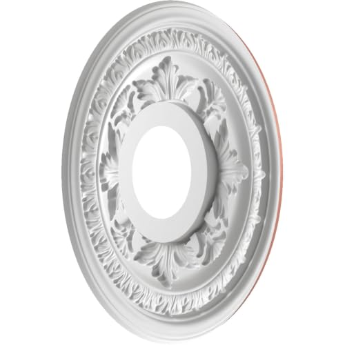 Image of Ekena Millwork CMP13BAFCP Baltimore Thermoformed PVC Ceiling Medallion (Fits Canopies up to 5 1 /4 inch), 13 inchOD x 3 1 /2 inchID x 3 /4 inchP, Universal Pearl Metallic Champagne Pink