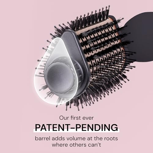 Image of L'ANGE HAIR Le Volume Eleve 65MM 2-in-1 Titanium Brush Dryer | Dry and Style | Unique Teardrop Shape Barrel | 3 Heat Settings | 360 Vented Airflow | Ionic Technology for Frizz-Free Styling (Black)