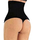 SAYFUT Women's Hi-waist Tummy Control Thong Panties Body Shaper Waist Trainer Black 1 US 10-16/Waist 30'-34.5'(Tag XL/2XL)