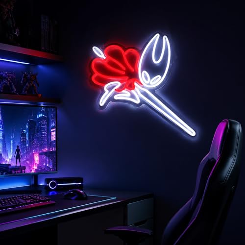 Image of Hollow Knight Neon Sign for Wall Decor Hollow Knight Merch for Wall Decor Man Cave Decor Bedroom Light Up Signs Teen Game Room Decor(17 x 13In)