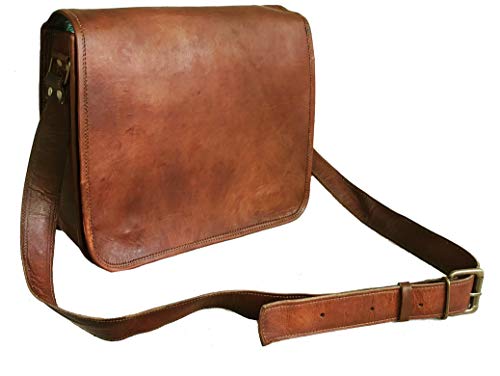 Leather Full Flap Messenger Handmade Bag Laptop Bag Satchel Bag Padded Messenger Bag School Bag 15X11X4 Inches Brown