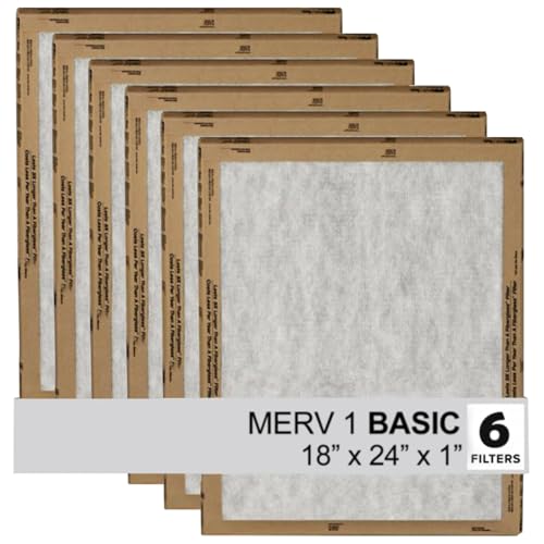 Filtrete 18x24x1 Air Filter 3M MERV 1 HVAC AC Furnace Filter Replacement 6-Pack (Actual Size 17.81x23.81x0.88 in)