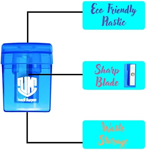 [Pack of 6] UK-MART Durable Pencil Sharpeners with Container & Erasers for School Kids, Adults &Office Use (Cartoon)