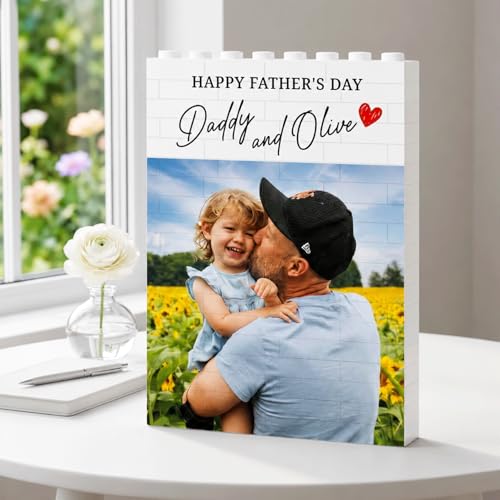 Love Signal Personalized Building Block Photo Block for Dad Custom Photo & Text Building rick Dad Puzzle Gifts from Daughter Son Father Day Birthday Gifts for Grandpa Daddy Husband 02