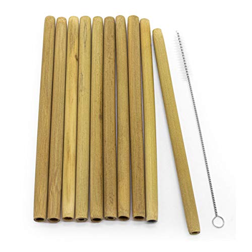 Starfrit - Starfrit Gourmet ECO - Set of 10 Bamboo Straws - 8" - Cleaning Brush - Reusable