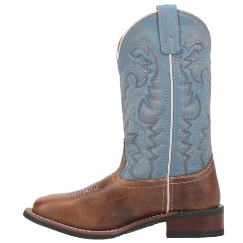 Laredo Womens Darla Square Toe Embroidered Casual Boots Low Heel 1-2" - Blue3
