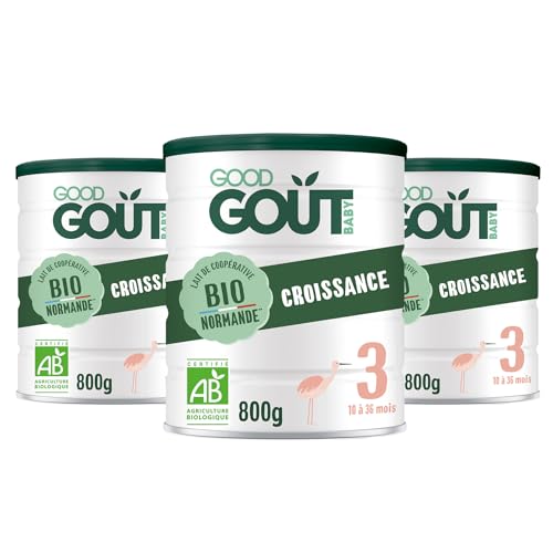 GOOD GOÛT - Lot de 3 - Lait Infantile 3ème Âge - Lait de Croissance Format Poudre - de 10 Mois à 3 Ans - sans Huile de Palme - sans Maltodextrine - Crème...