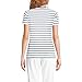 Lands' End Womens Short Sleeve Relaxed Supima Cotton Crew Neck T Shirt Navy/White Breton Stripe Regular Medium