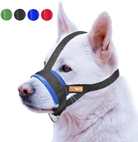 Nose Strap Dog Muzzle Prevent from Taking Off by Dogs for Small,Medium and Large Breed,Stop Puppy Biting and Chewing(L,Blue)