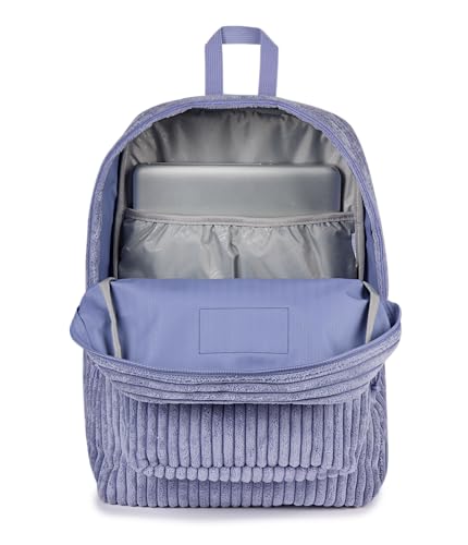 Image of JanSport Superbreak Plus FX Backpack - Work, Travel, or Laptop Bag with Water Bottle Pocket - Surreal Corduroy Lavender Ash