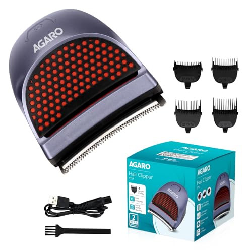 Image of AGARO Hair Clipper Cordless, waterproof trimmer with curved blades and 4 combs (3, 6, 9, 12mm) Perfect for self-haircuts, grooming, and easy cleaning 1717