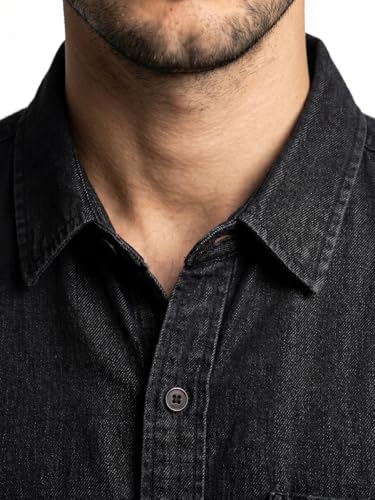 Image of Urbano Fashion Men's Oversized Fit Half Sleeve Washed Casual Denim Shirt