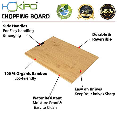 Image of HOKIPO Bamboo Wood Chopping Cutting Board for Kitchen - 40x30 cm, Beige, Pack of 1 (AR-3788)