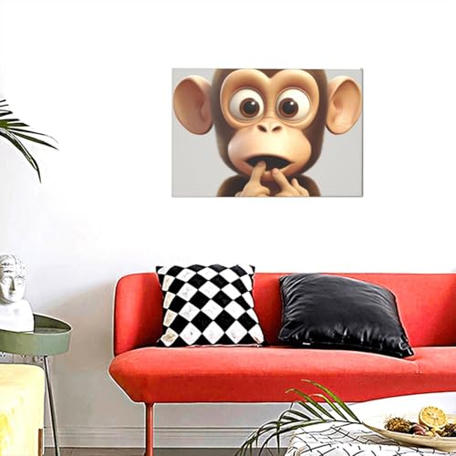 Peinture singe silencieux decoration murale interieure pour ambiance zen de salon